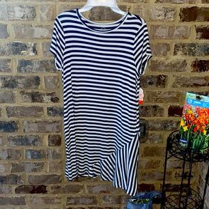 Navy blue stripped dress: size 14-16